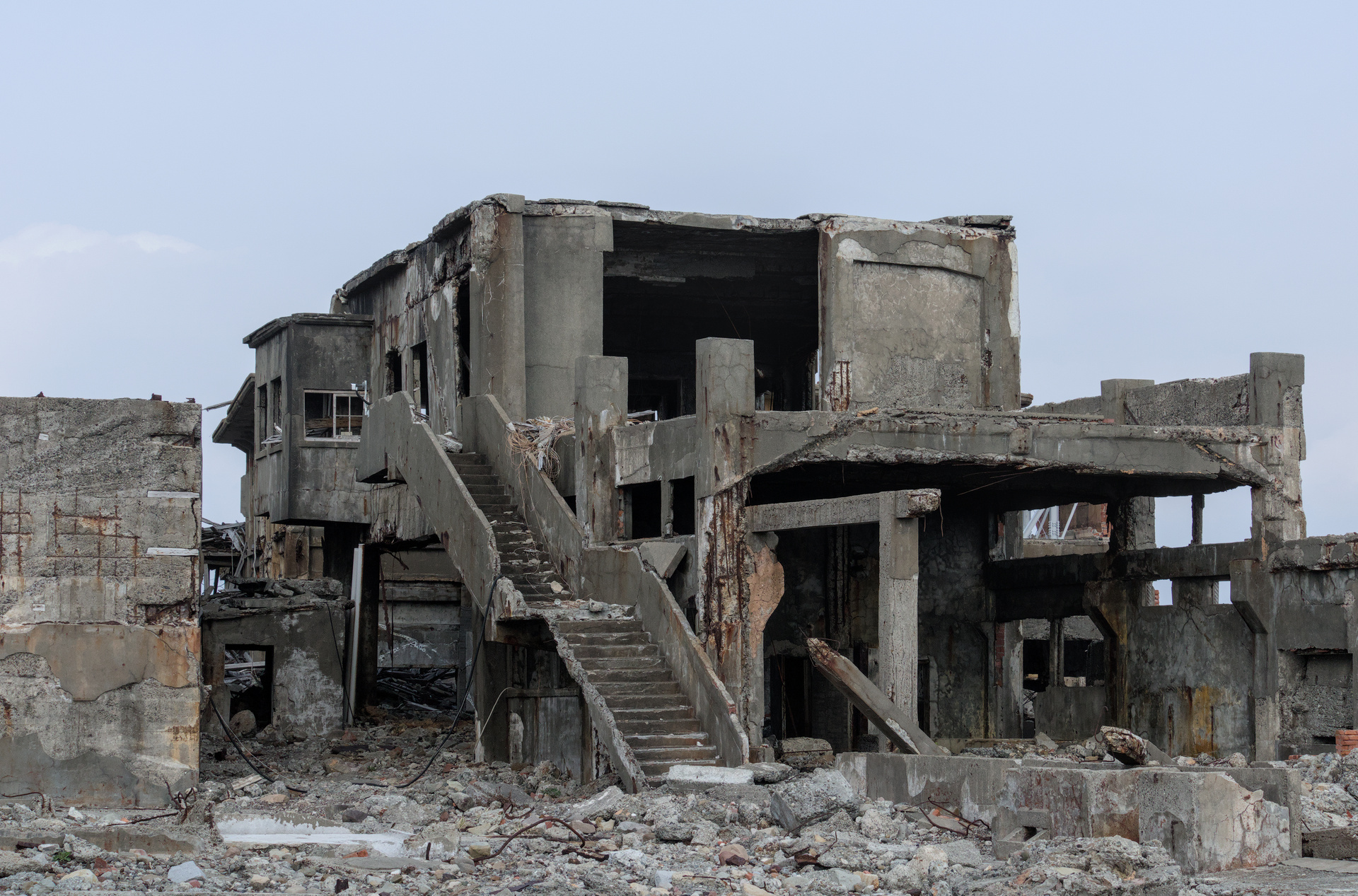 Concrete building ruins.
